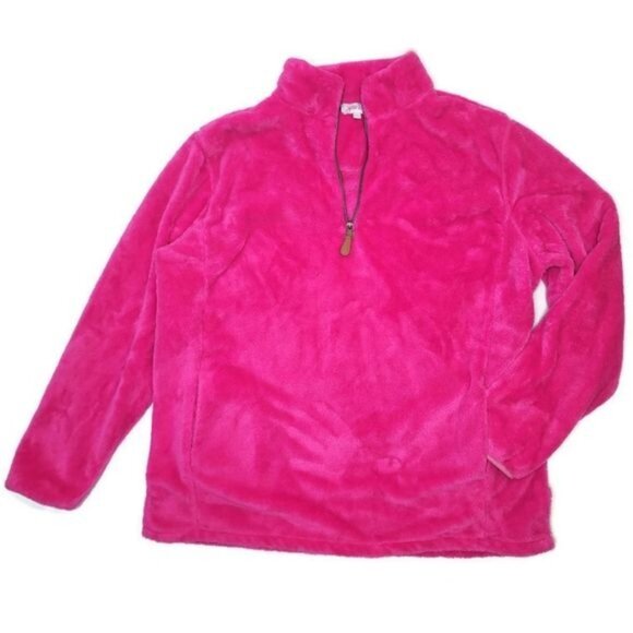 jess lea Womens Fuzzy Hot Pink Pullover Jacket Quarter Zip With Pockets SOFT XXL - Picture 2 of 5